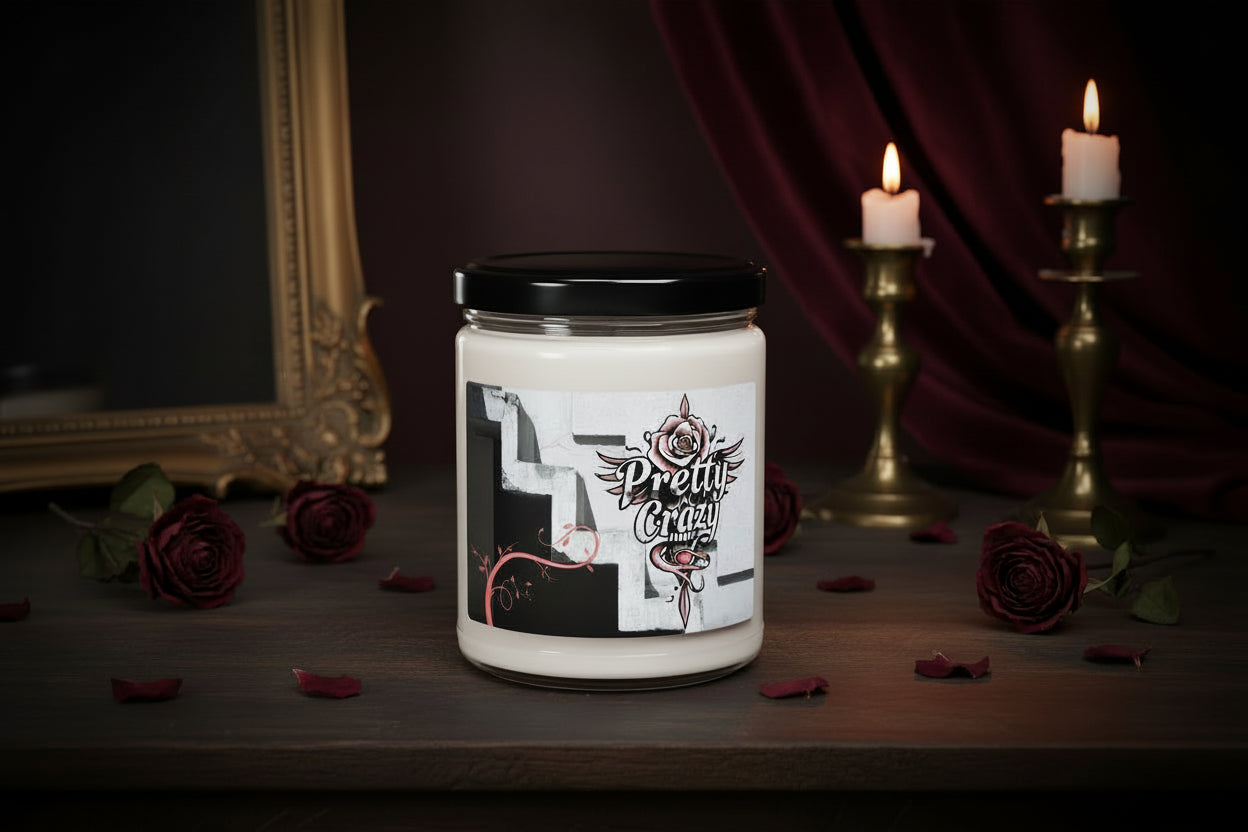 Pretty Crazy Scented Jar Candle with Floral Design