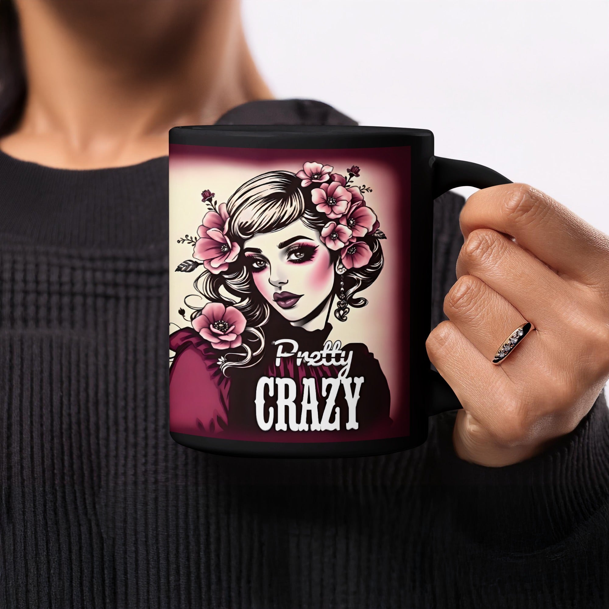 Pretty Crazy Floral Design Mug Artwork Gift Item