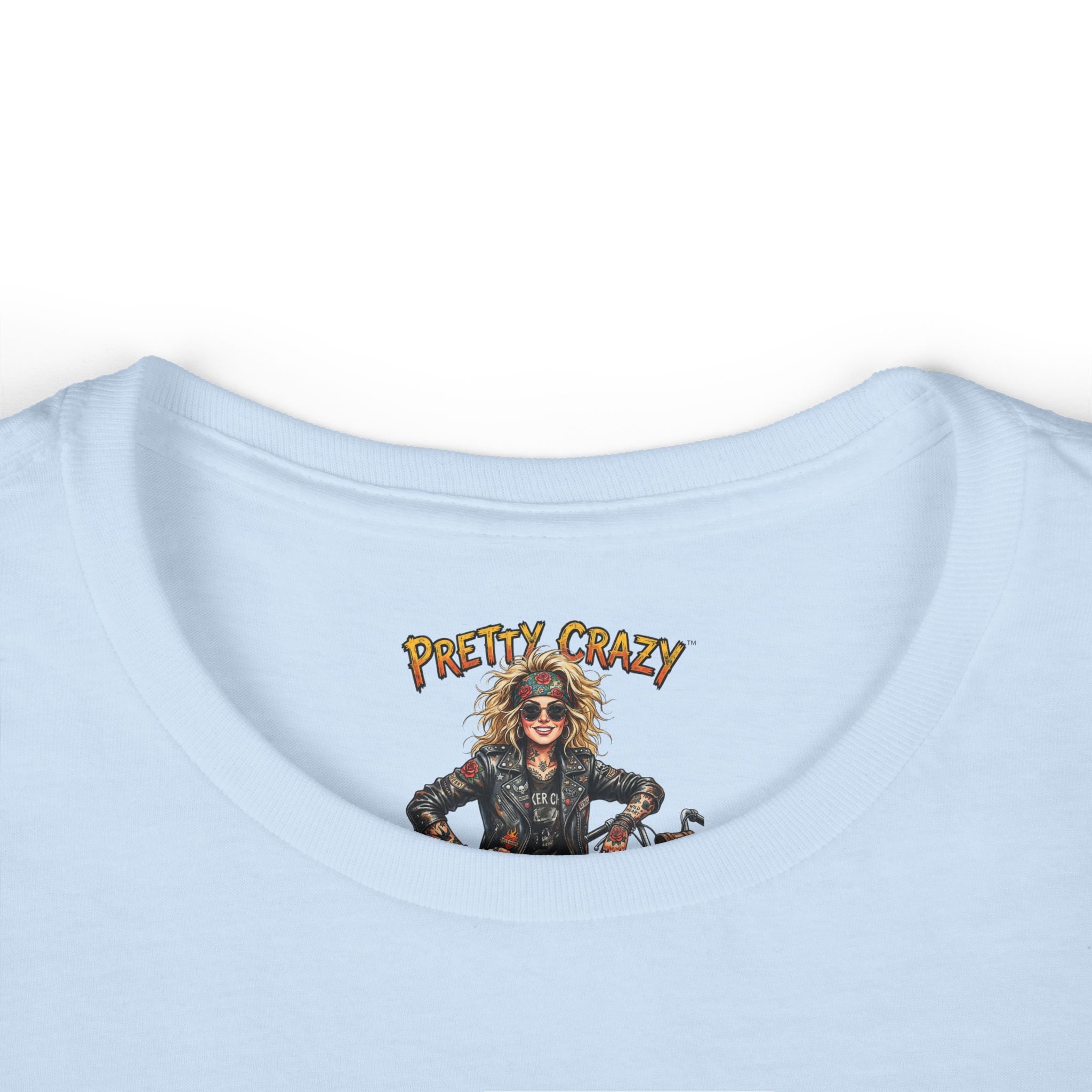 Light Blue Pretty Crazy Biker Woman Blonde Rockstar product type