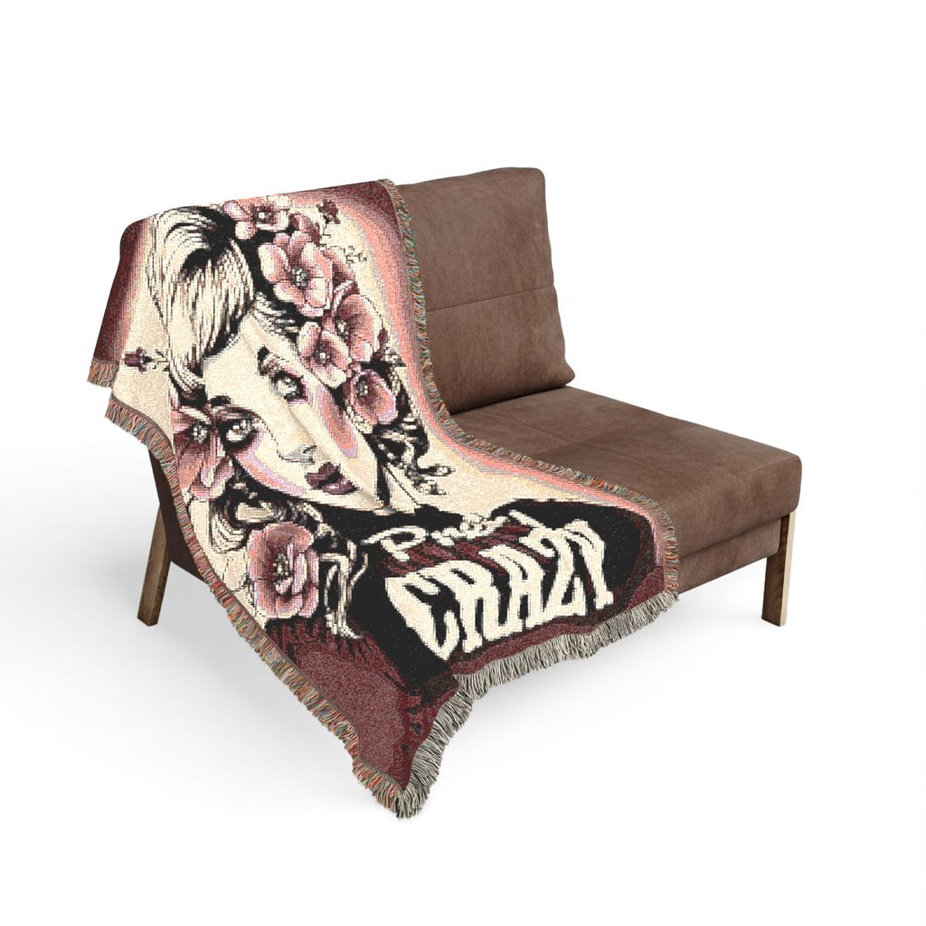 Vintage Pin Up Girl Crazy Quote Design Blanket