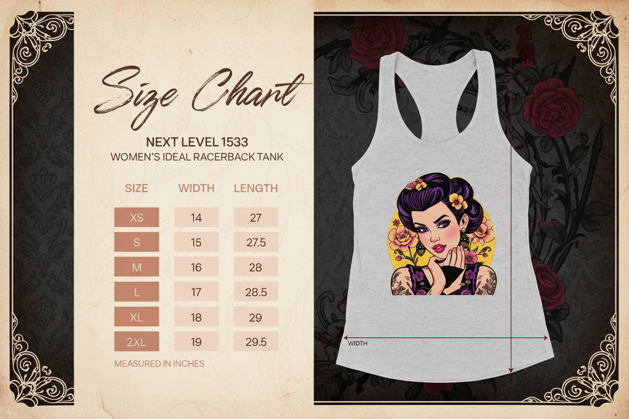 Stylish Women's Ideal Racerback Tank with Retro Tattoo Design