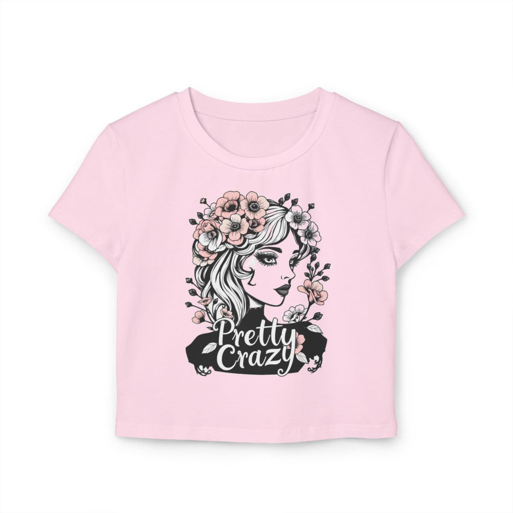 Pretty Crazy Floral Graphic Design T-shirt