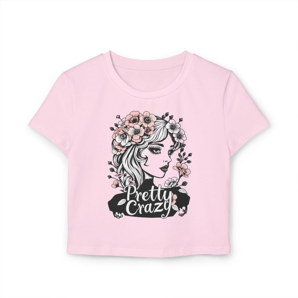 Pretty Crazy Floral Graphic Design T-shirt