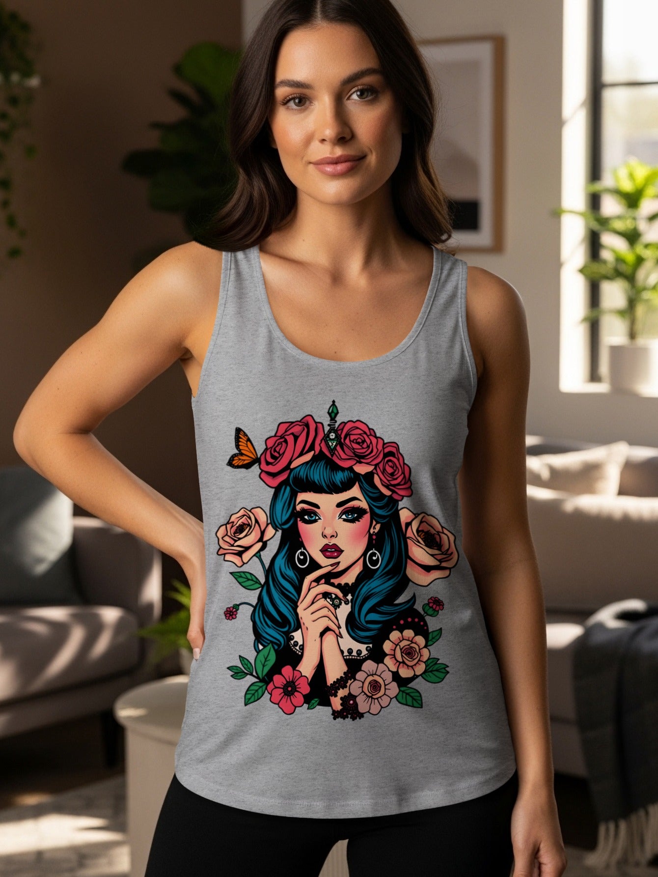 Vibrant Floral Woman Graphic Tank Top Fashion Statement