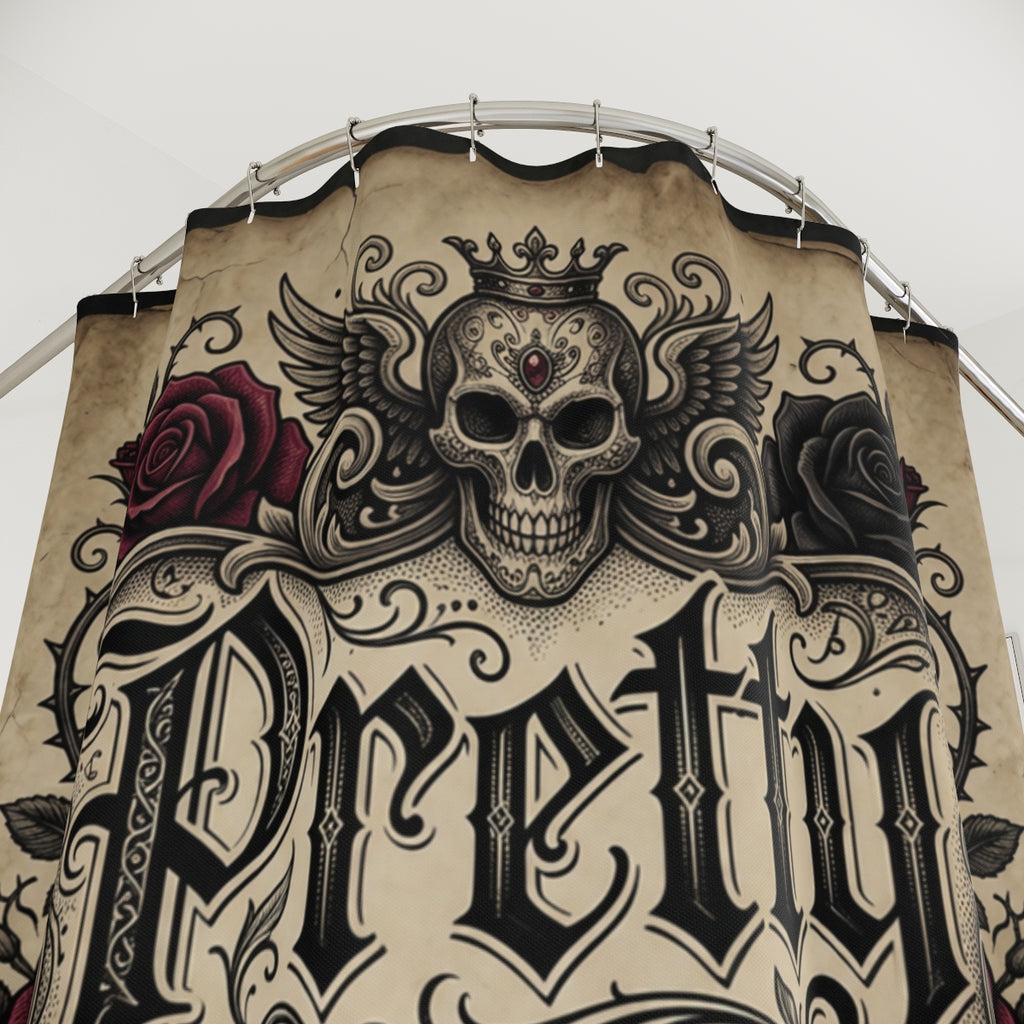 Pretty Crowned Skull Winged Roses Ornate Design Shower product type