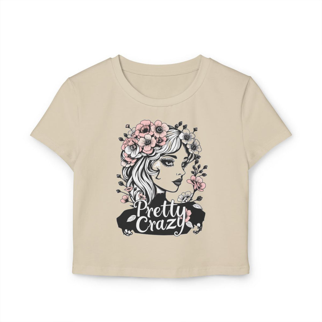 Pretty Crazy Floral Girl Graphic Crop Top T-shirt