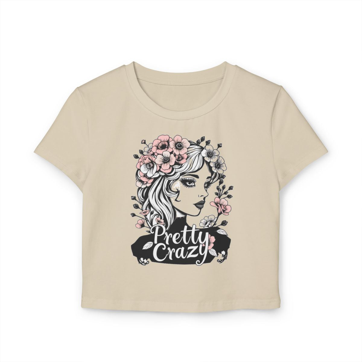 Pretty Crazy Floral Girl Graphic Crop Top T-shirt