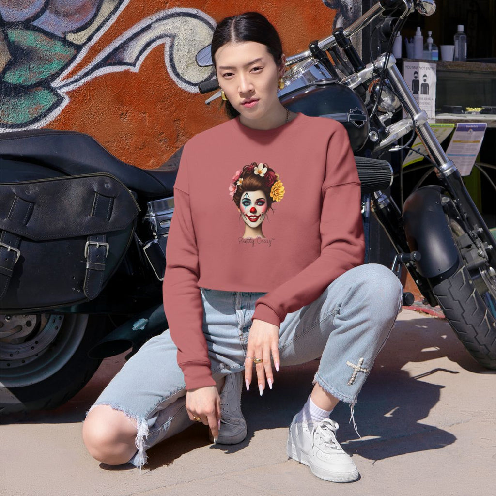 Pretty Crazy Woman's Face Cropped Sweatshirt
