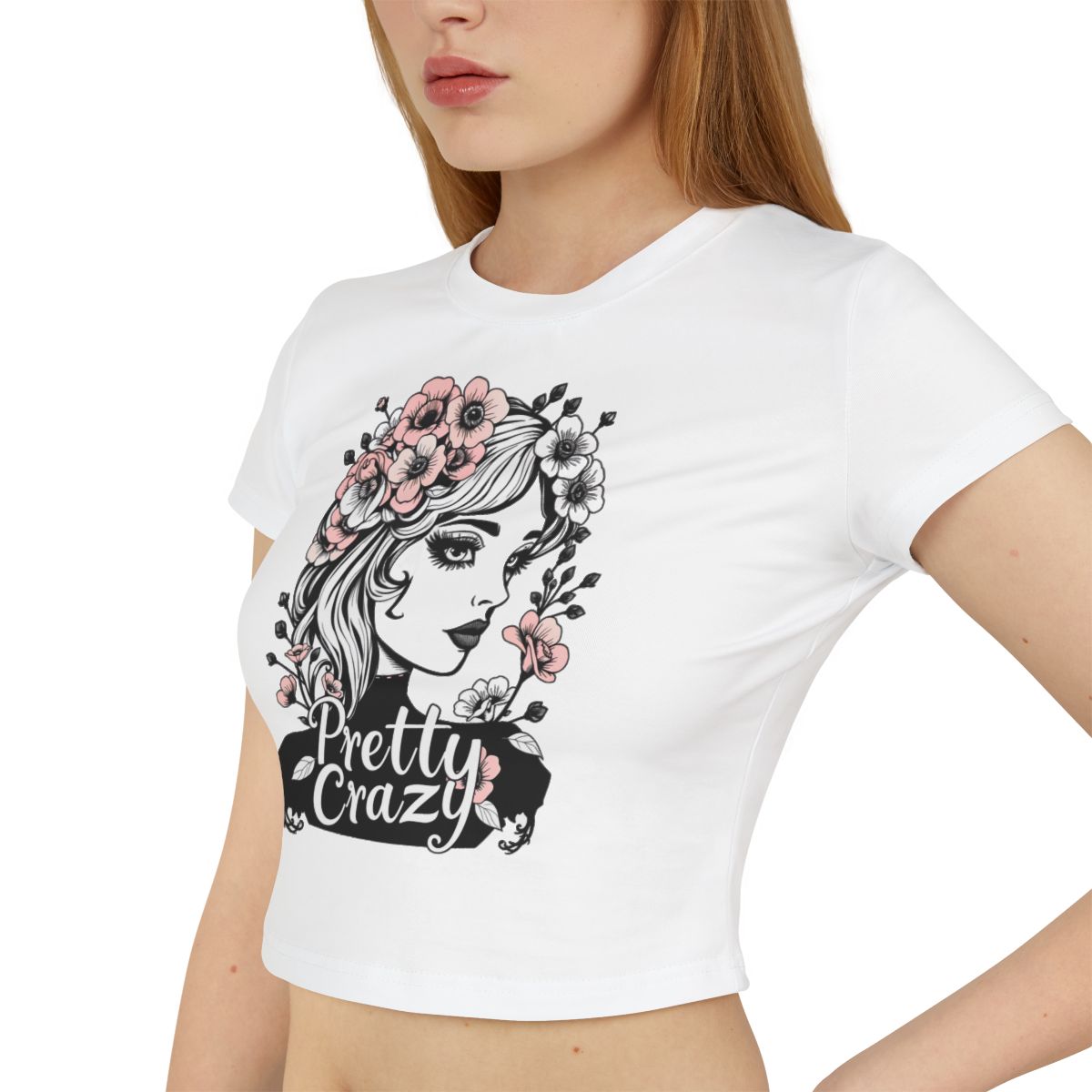 Pretty Crazy Design White Women's Crop Top