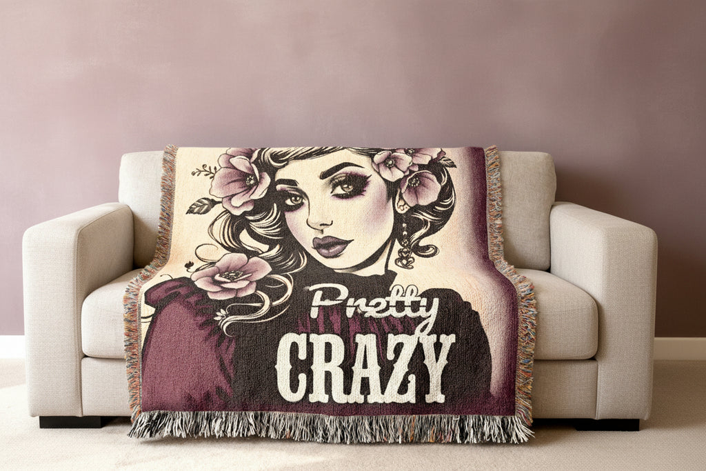 Pretty Crazy Throw Blanket with Floral Design