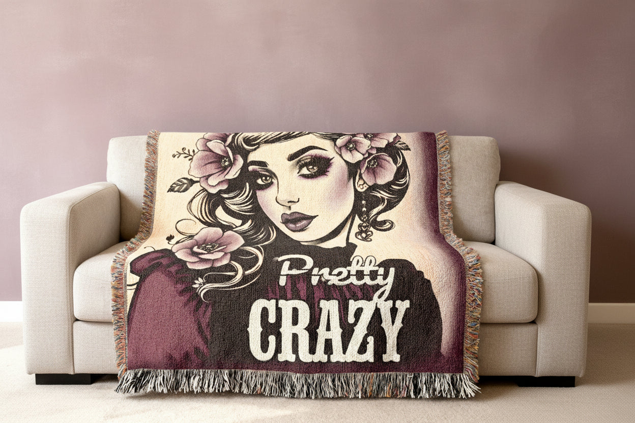Pretty Crazy Throw Blanket with Floral Design