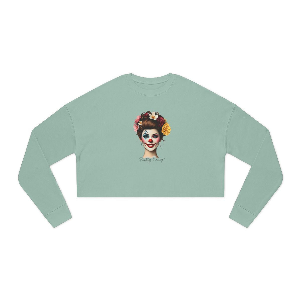 Pretty Crazy Clown Face Women's Long Sleeve Crop Top