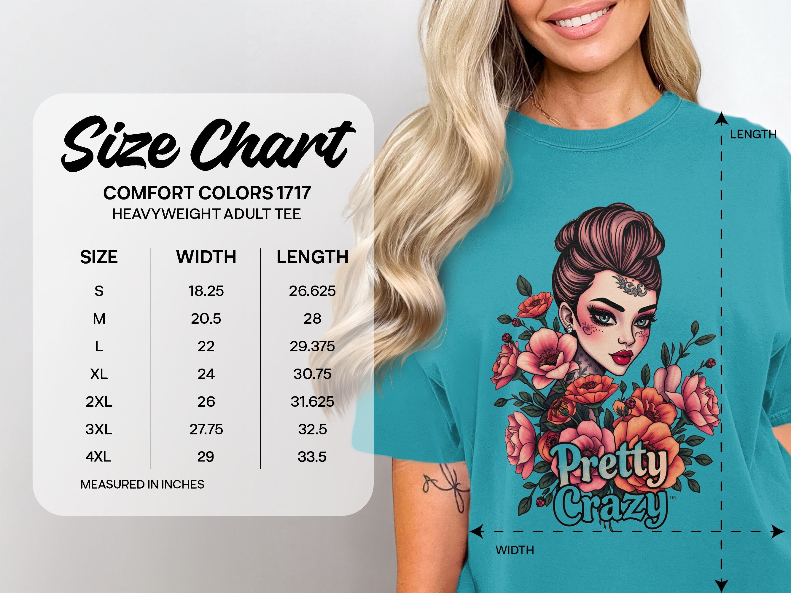 Pretty Crazy Graphic T-Shirt with Flowers Design