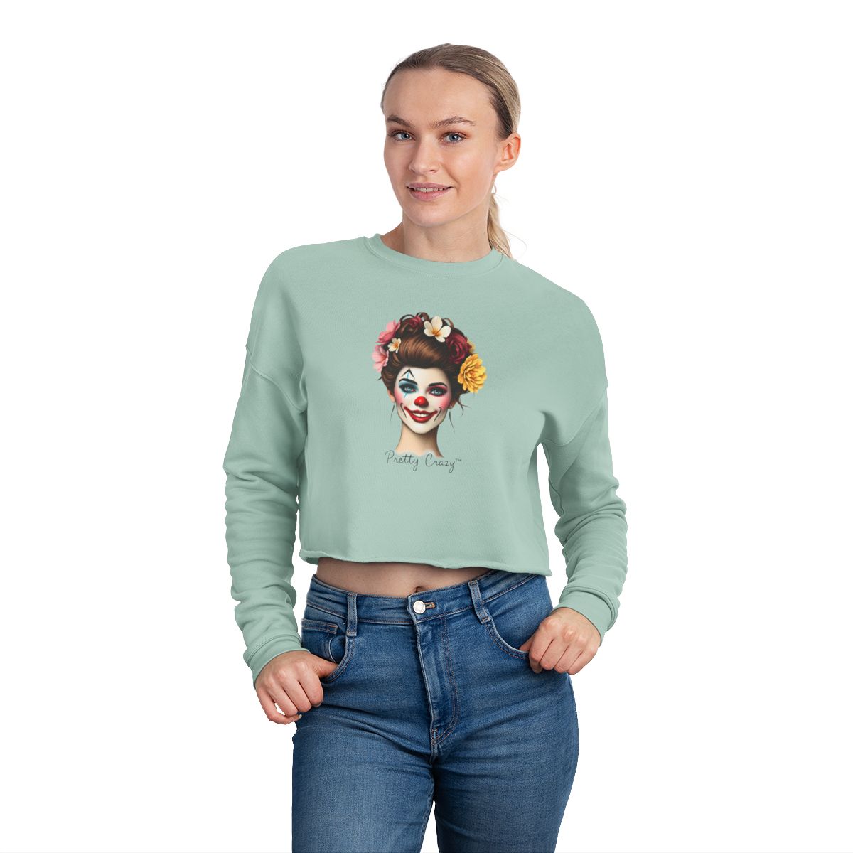 Pretty Crazy Clown Face Vintage Graphic Crop Top