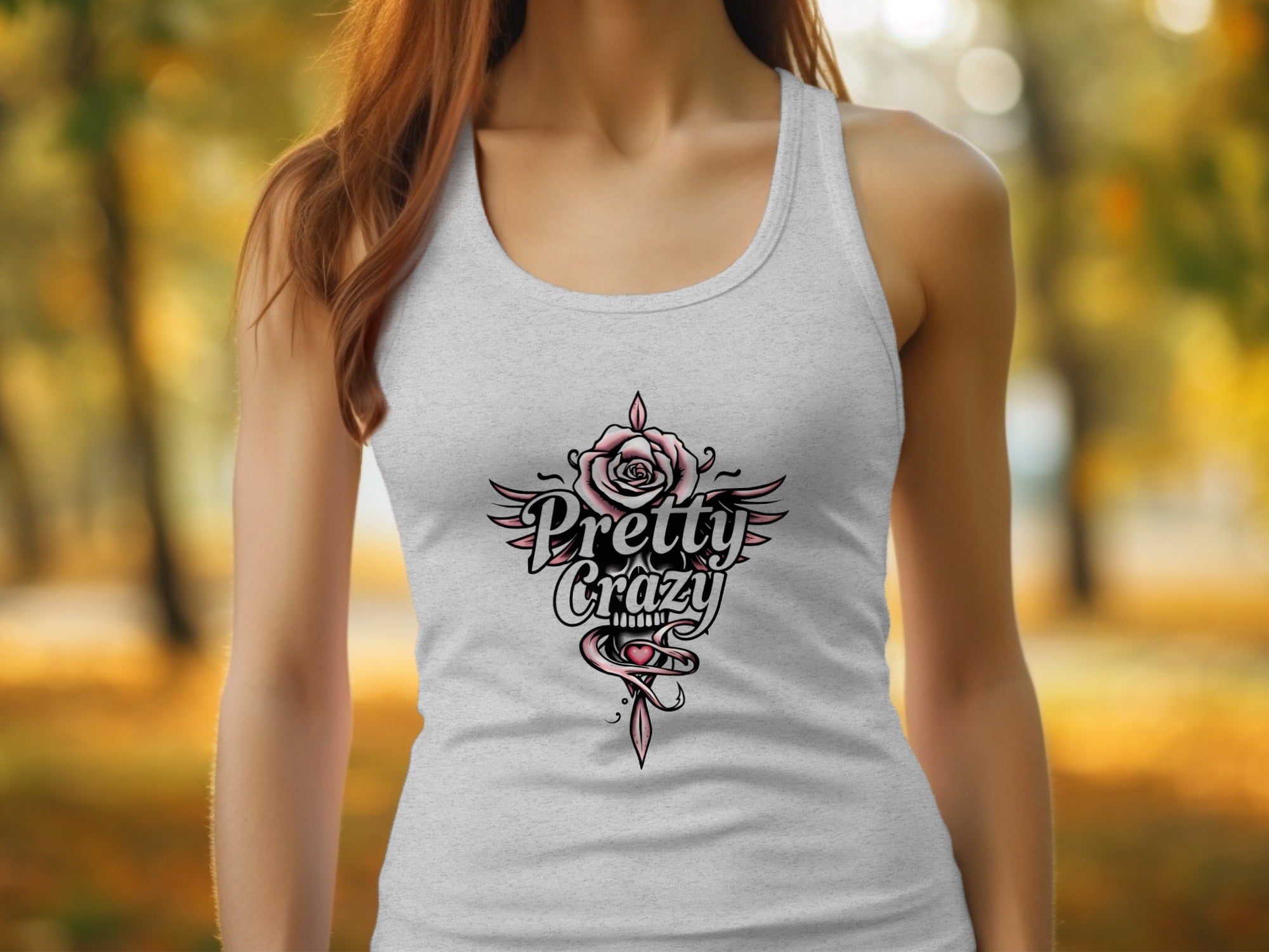 Pretty Crazy Skull Rose Graphic Tank Top Product