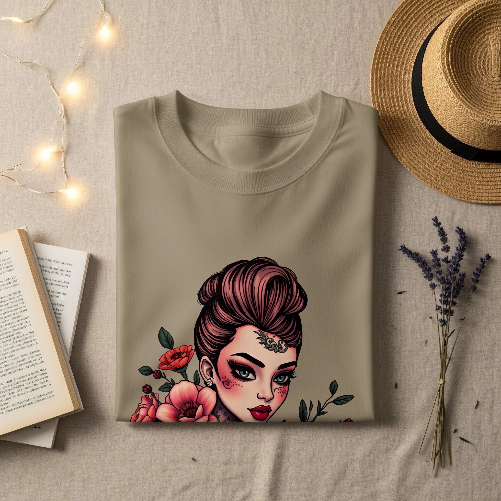 Stylish Floral Girl Graphic Print T-Shirt