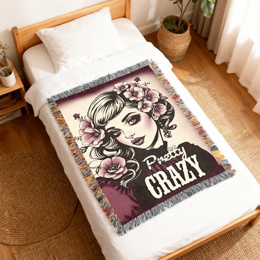 Pretty Crazy Floral Portrait Decorative Blanket