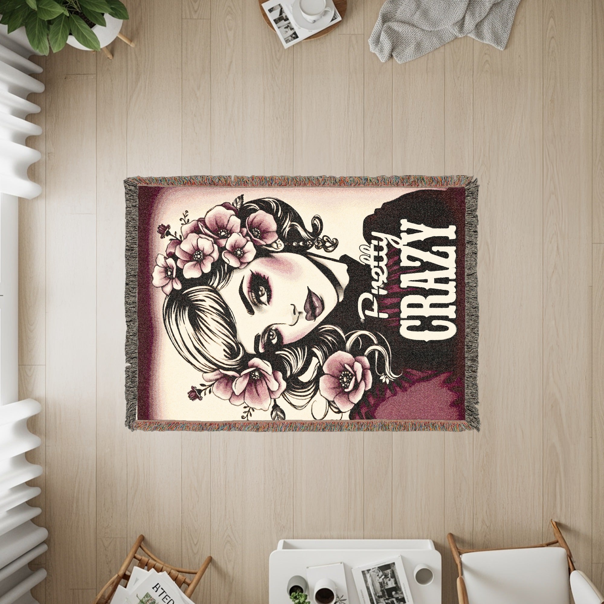 Pretty Crazy Floral Lady Design on Artistic Rug Product