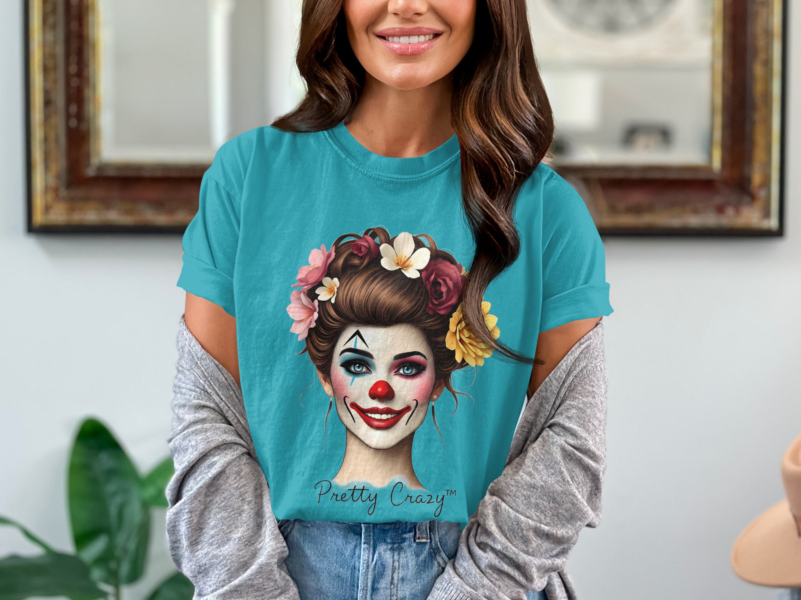 Floral Clown Character with Pretty Crazy T-Shirt