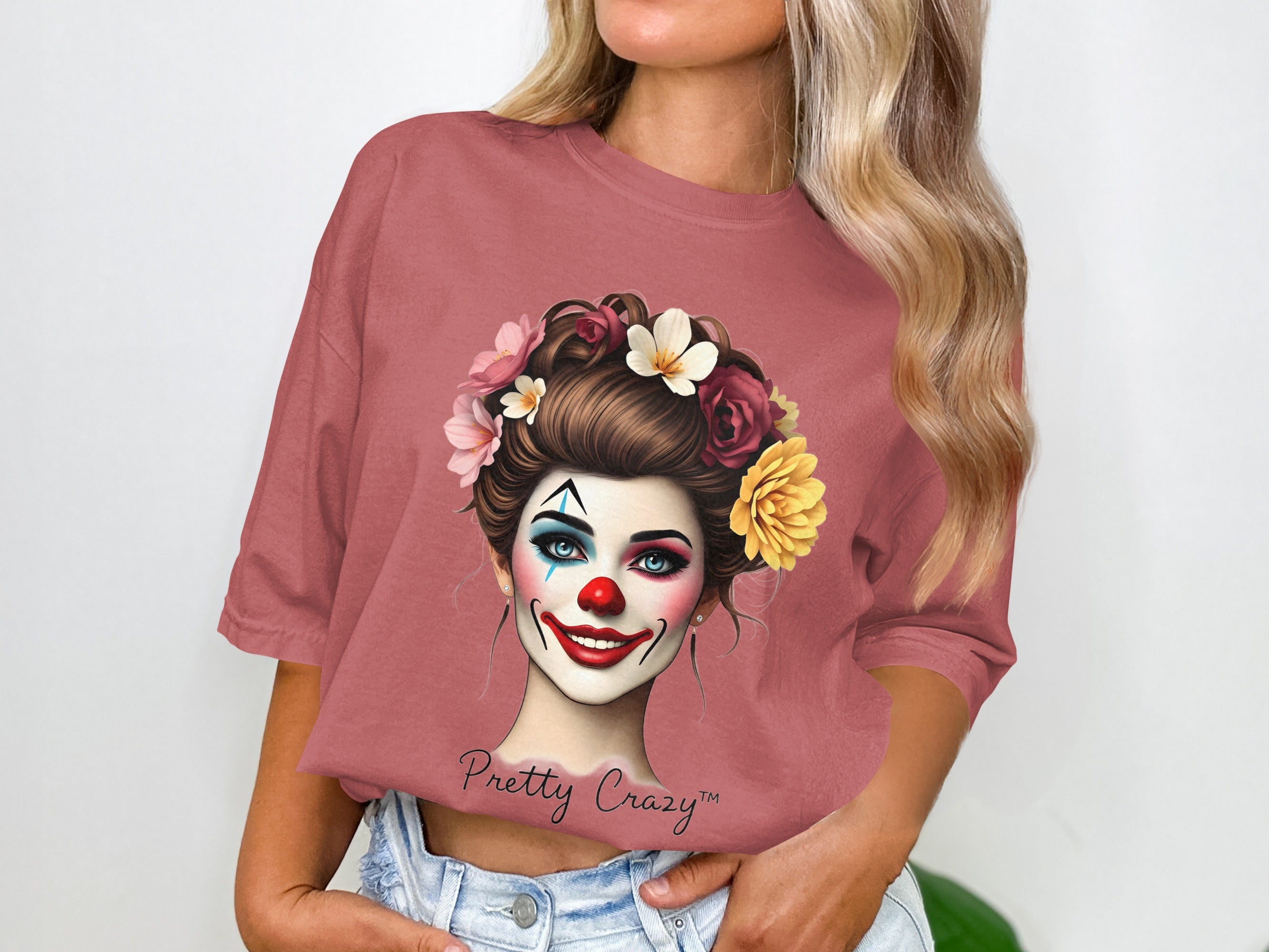 Pretty Crazy Colorful Clown Floral Woman Graphic Top