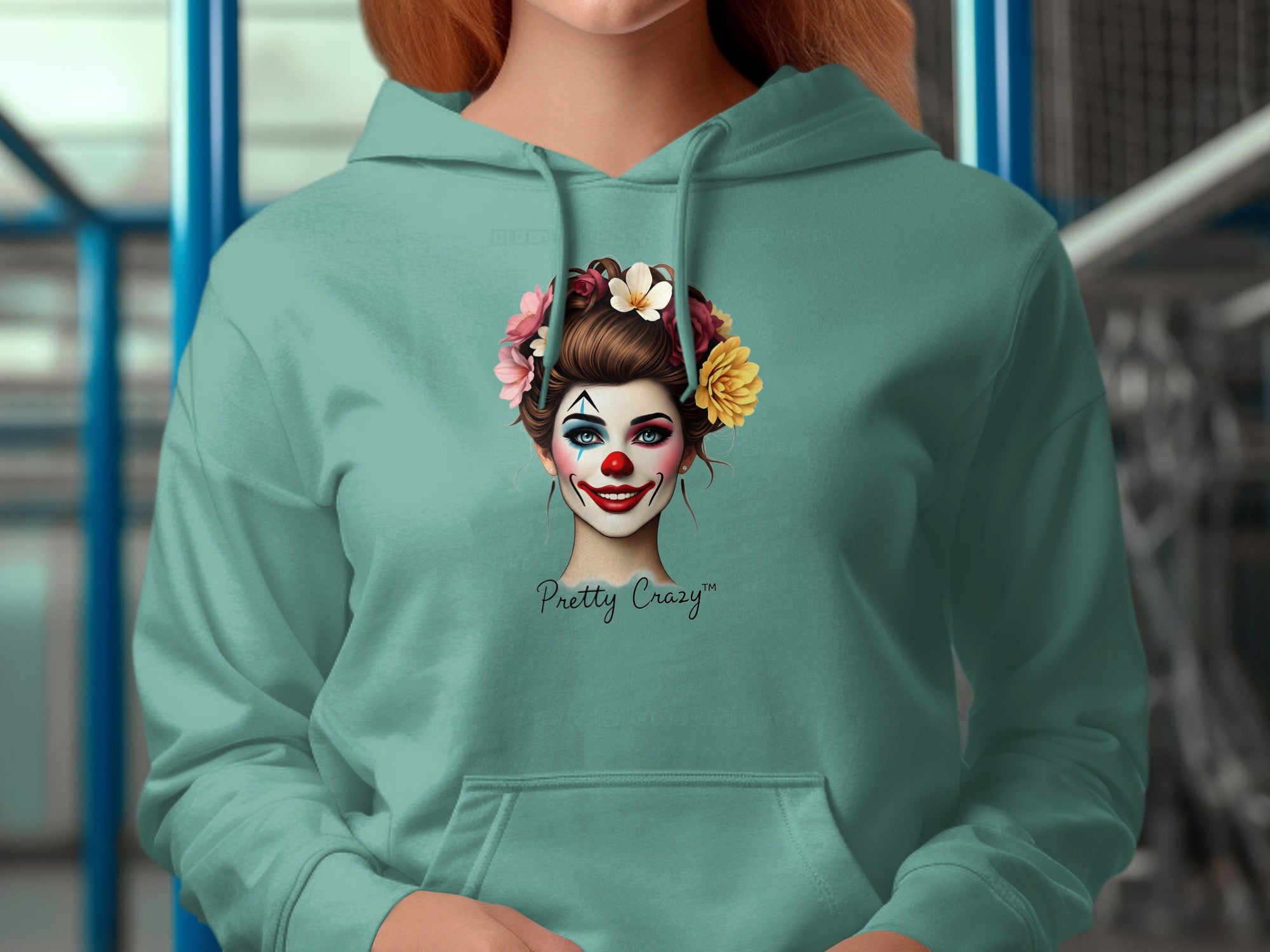 Pretty Crazy Hoodie with Colorful Clown Art Design