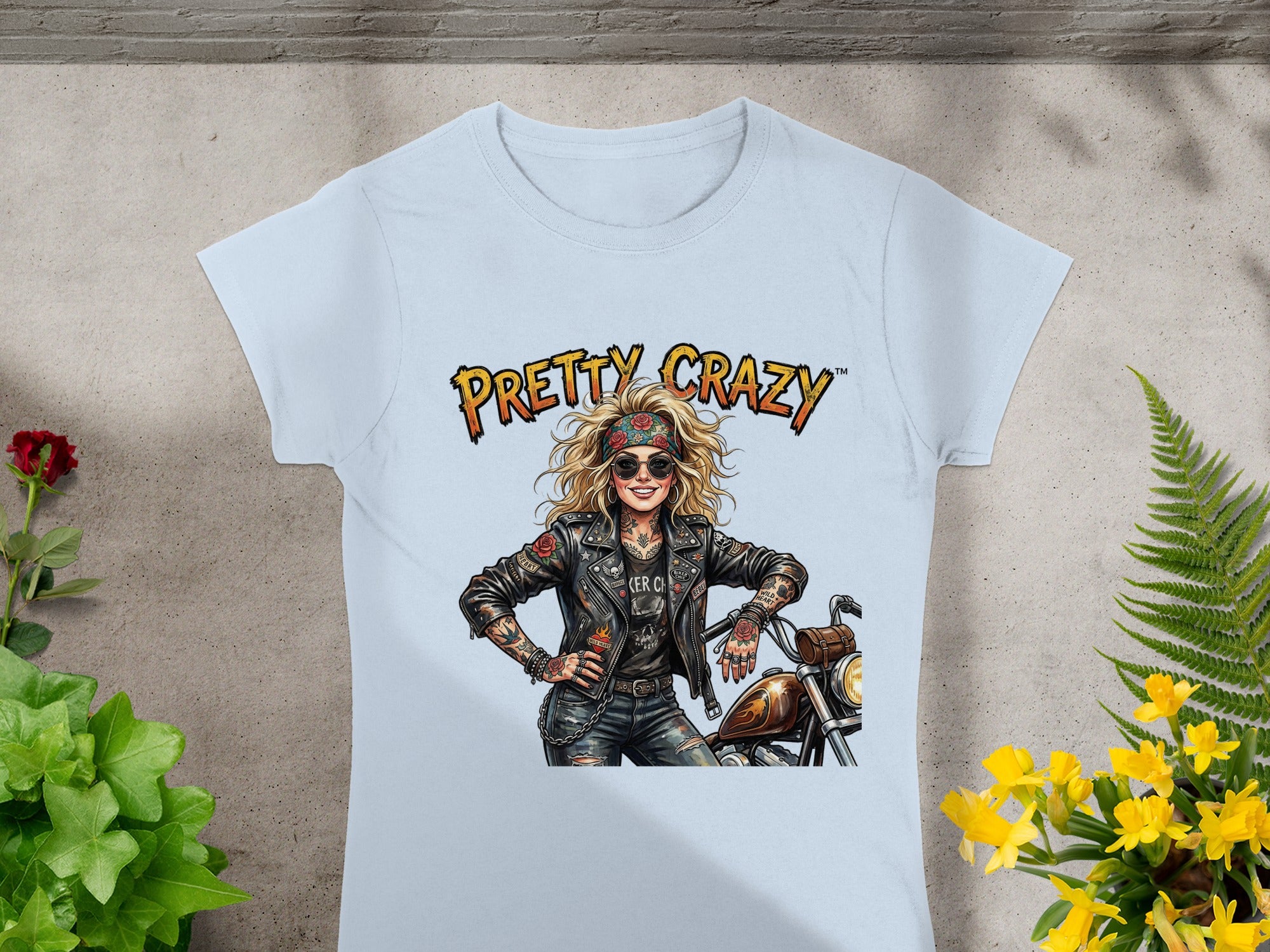 Pretty Crazy Blonde Biker Lady Tattooed Sunglasses product type