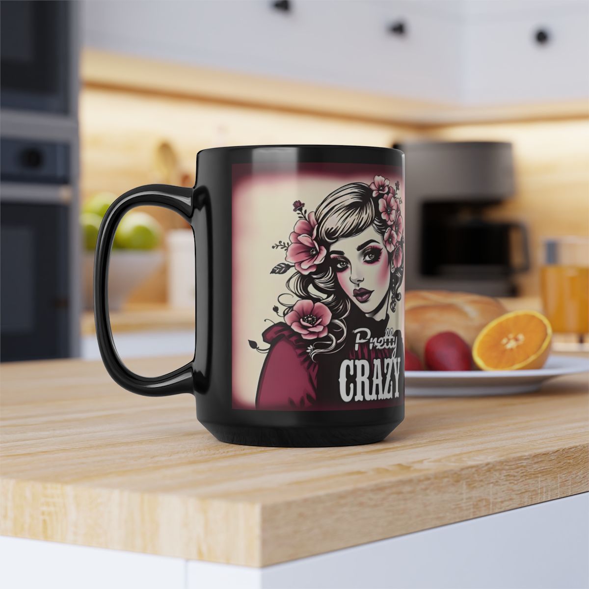Pretty Crazy Mug with Stylish Floral Art Design