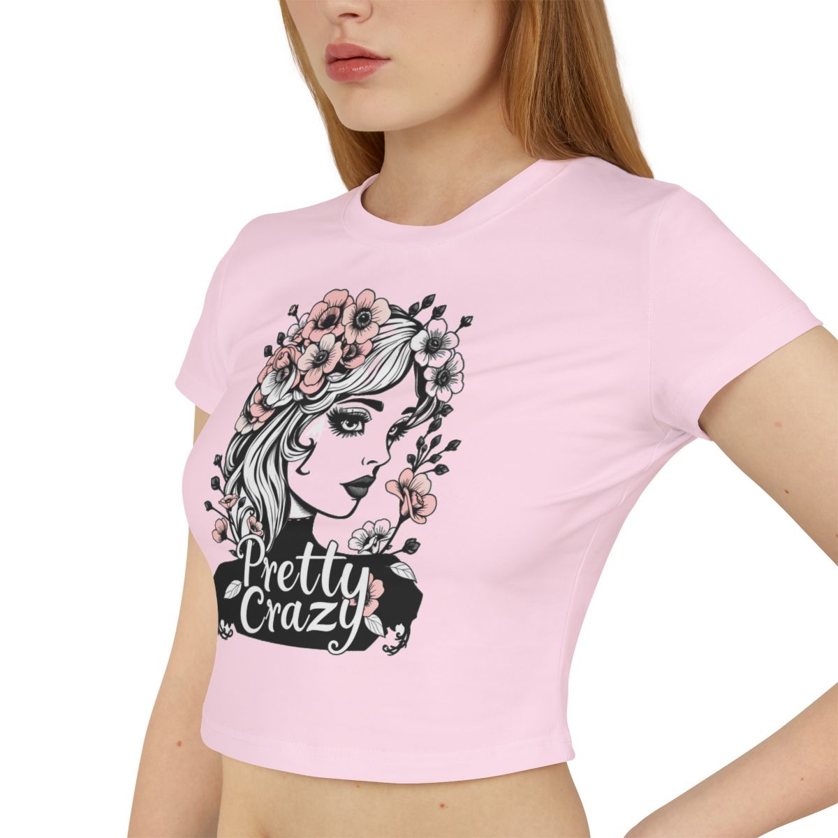 Pretty Crazy Floral Graphic Short Sleeve Crop Top