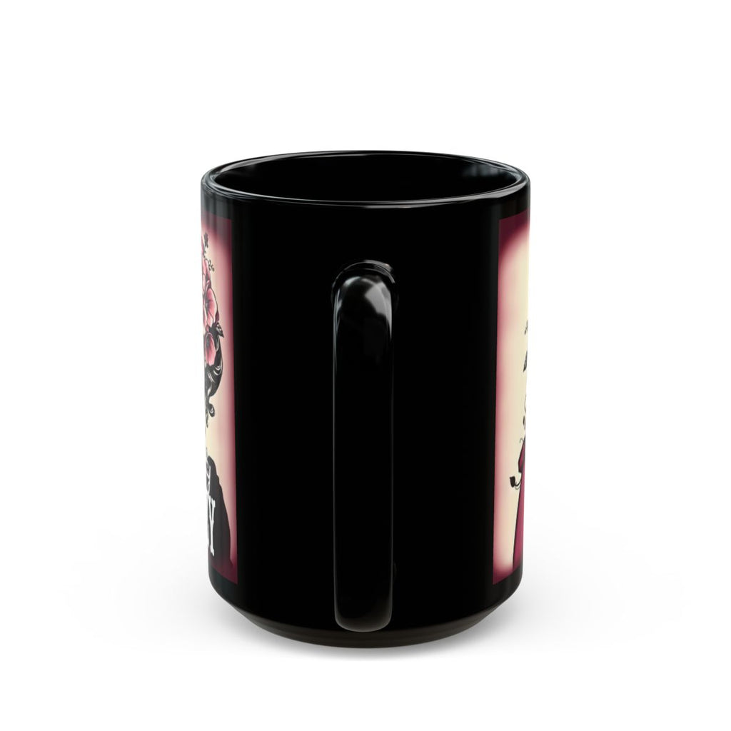 Black Skull Design Tall Ceramic Mug 15oz