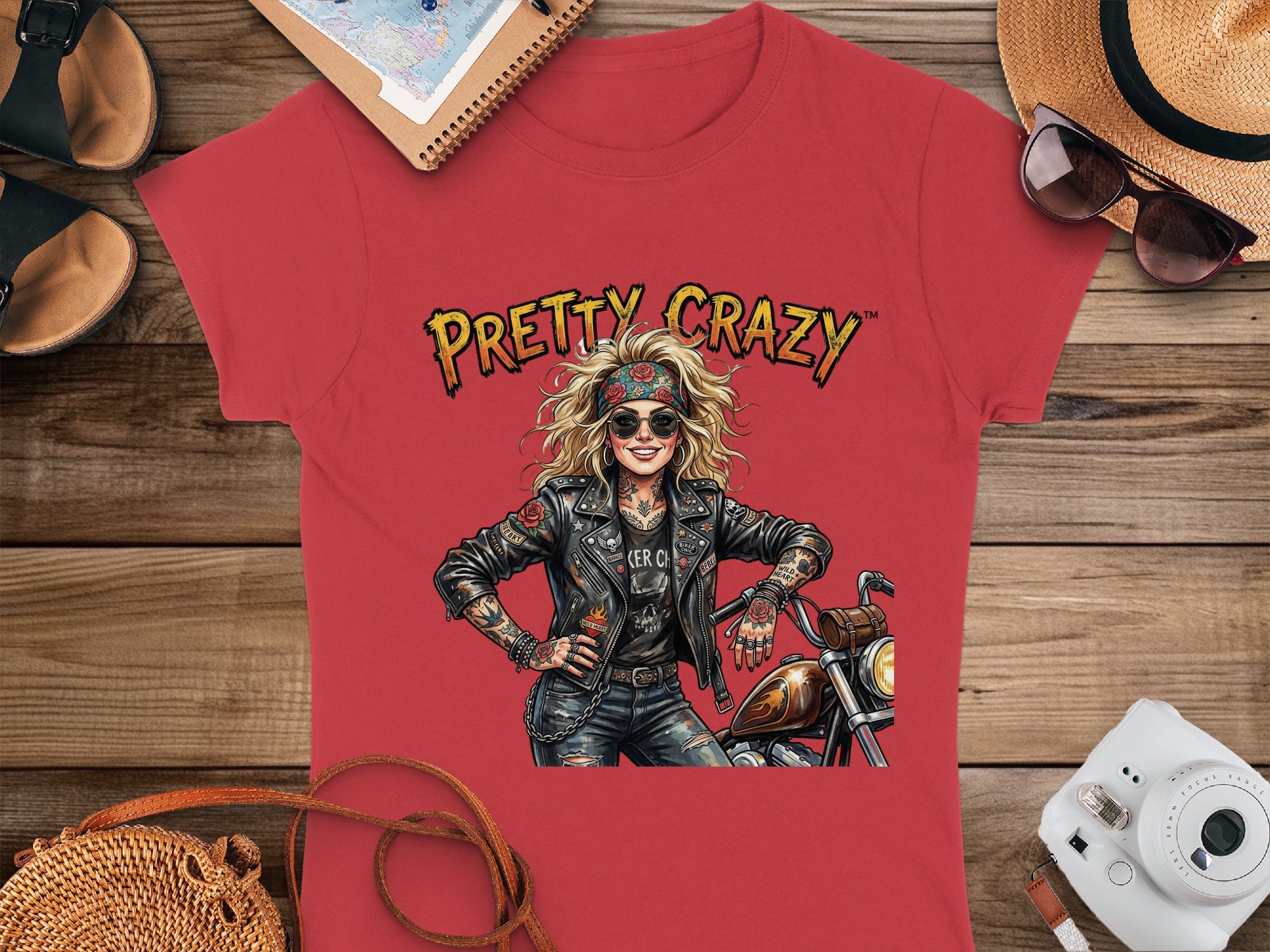 Pretty Crazy Rocker Biker Girl Motorcycle Graphic product type