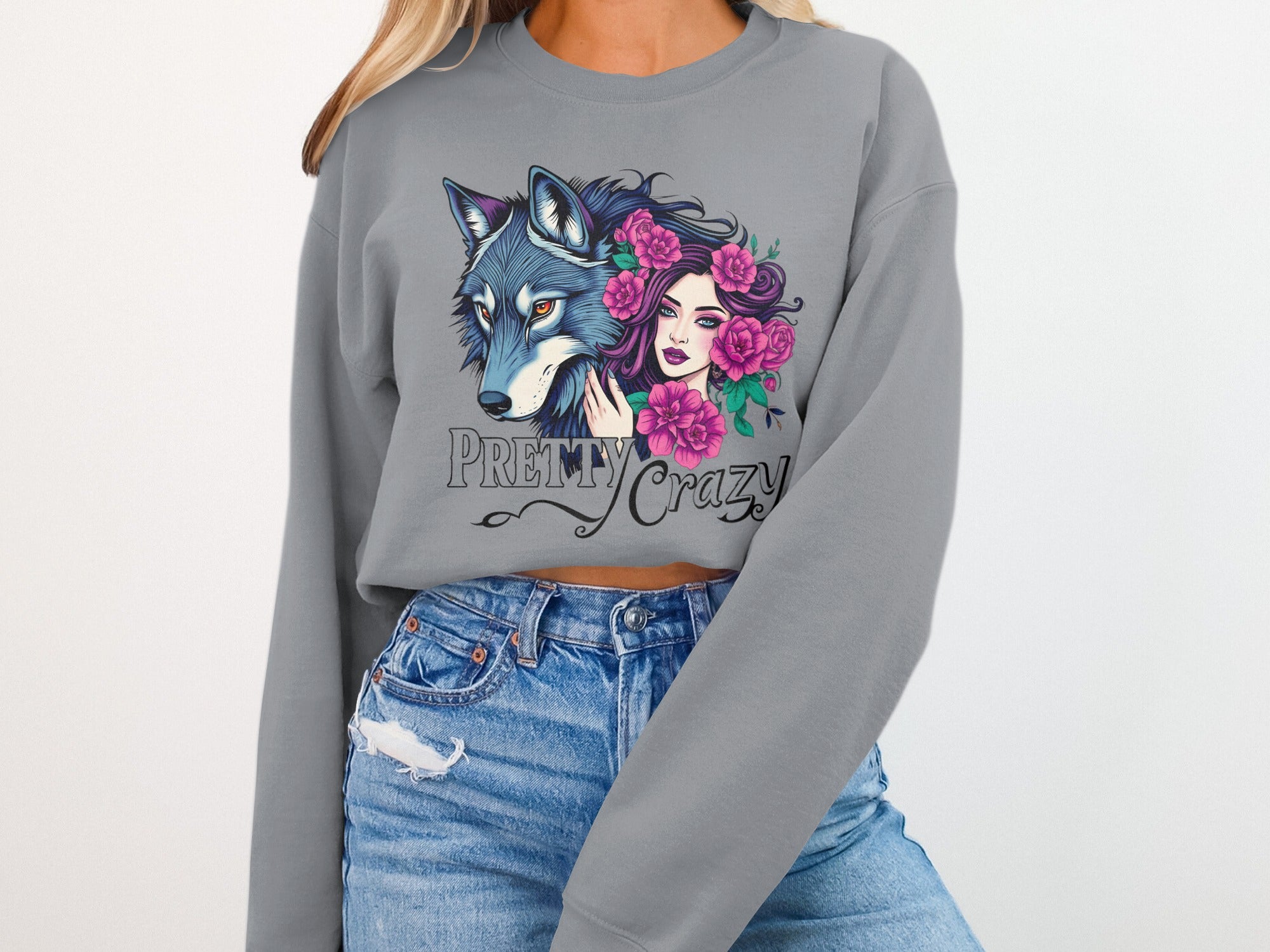 Wolf Woman Flowers Pretty Crazy sweatshirt product type
Wolf
Woman
Flowers
Pretty Crazy
Graphic Sweatshirt
Animal Art
Floral Design
Fantasy Art
Mystic Woman
Wolf Design
Unique Sweatshirt
Statement Apparel
Bohemian Style
Artistic Print
Nature Inspired
Crewneck Jumper
Long Sleeve Top
Trendy Fashion
Gift For Her
Wild Spirit