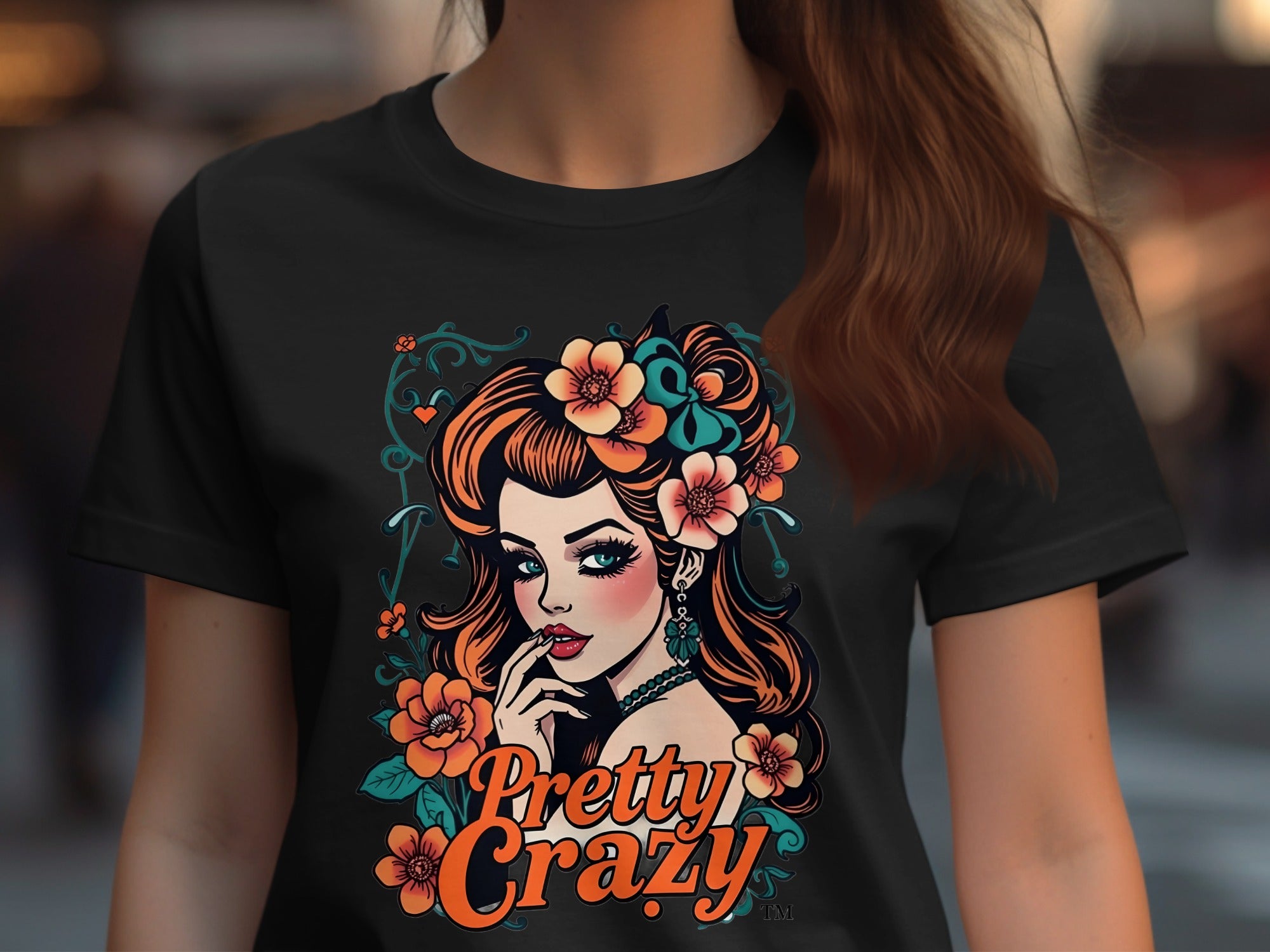 'Pretty Crazy Floral Artwork Graphic Tee Shirt'