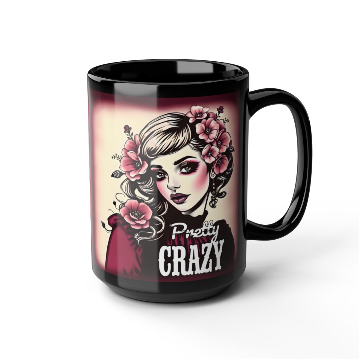 Pretty Crazy Floral Design Coffee Mug Unique Artwork