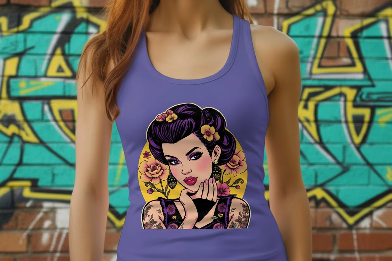 Vibrant Artistic Floral Woman Design Tank Top Product