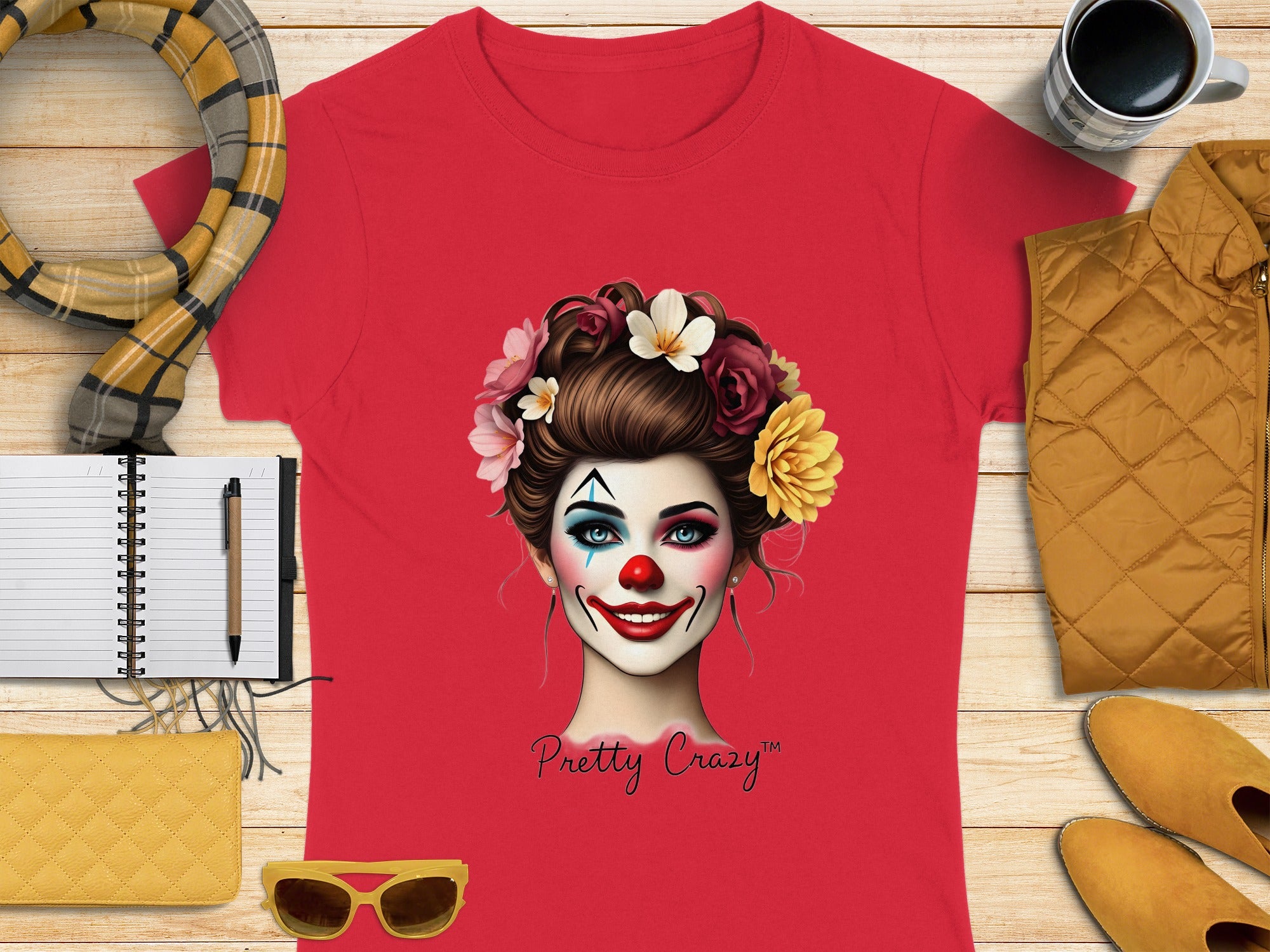 Pretty Crazy Graphic Clown Design Women's T-Shirt