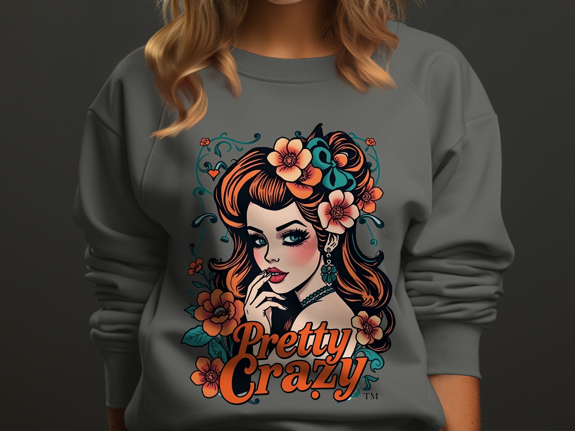 Pretty Crazy Floral Design Graphic Sweatshirt Product