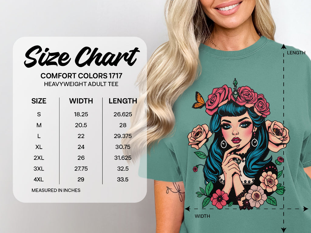 Vintage Tattoo Art Flower Design Heavyweight Adult Tee