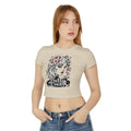Pretty Crazy Graphic Floral Design Cropped T-Shirt