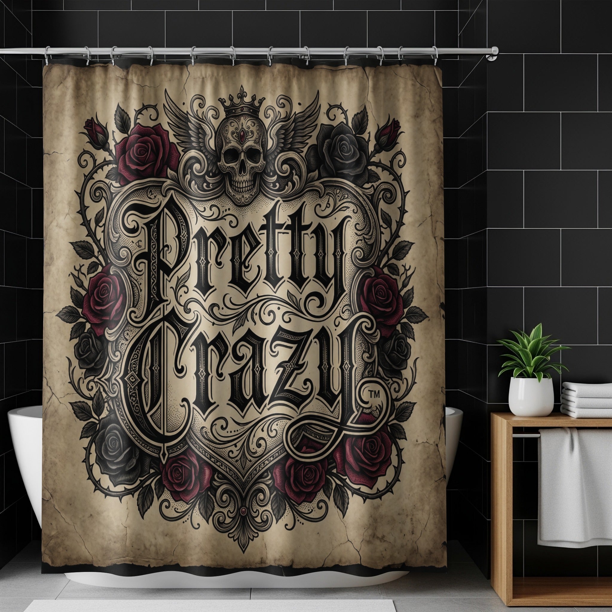 Pretty Crazy Skull Wings Roses Goth Vintage Art product type