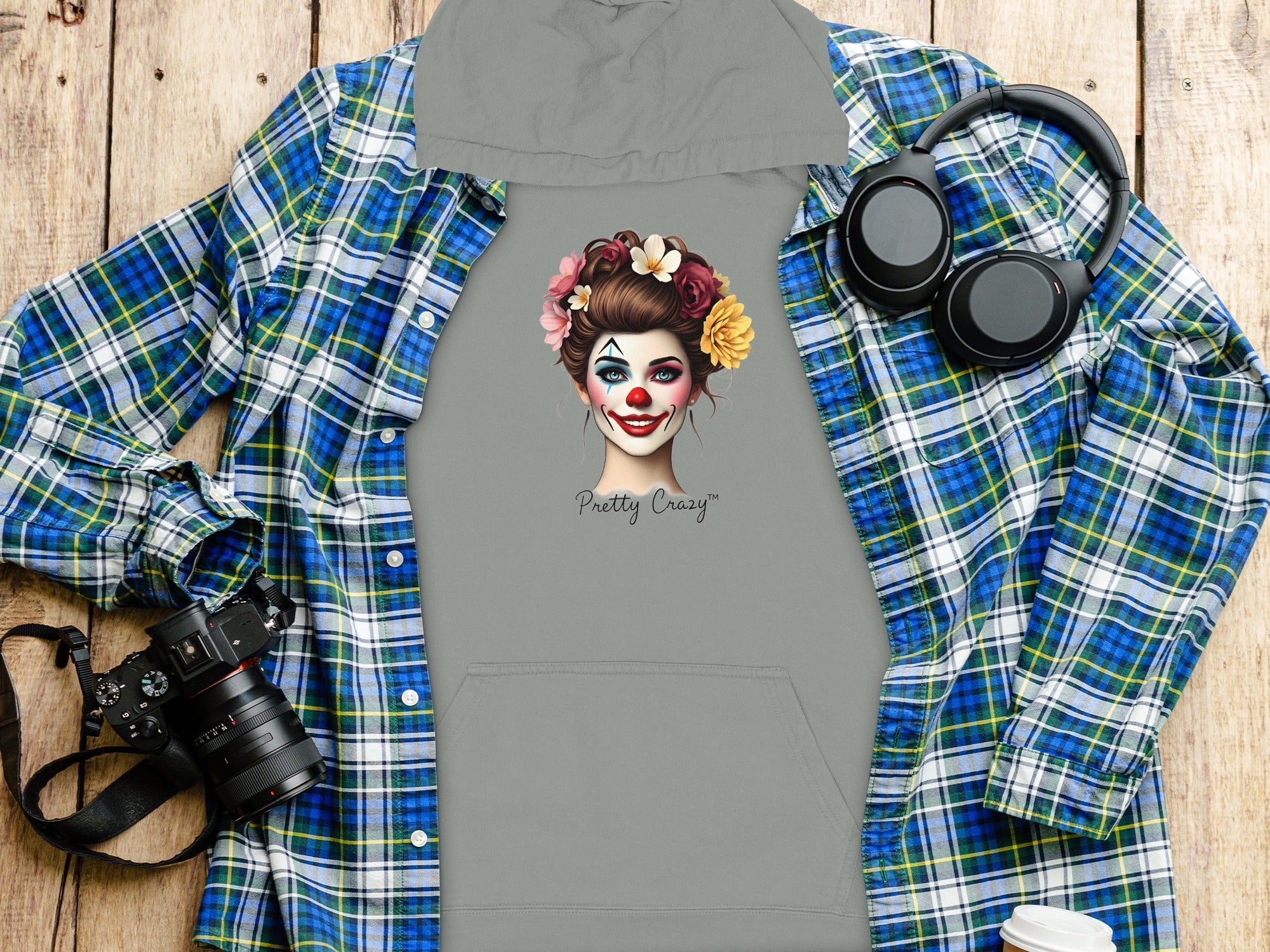 Pretty Crazy Clown Face Graphic Hoodie Sweatshirt