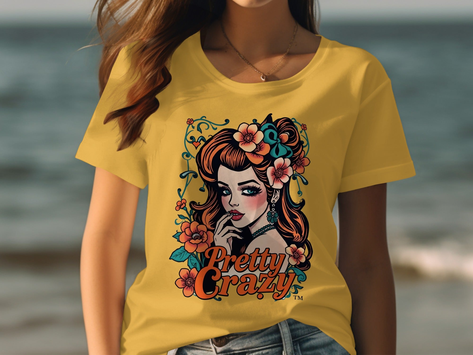 Pretty Crazy Floral Art Graphic T-Shirt