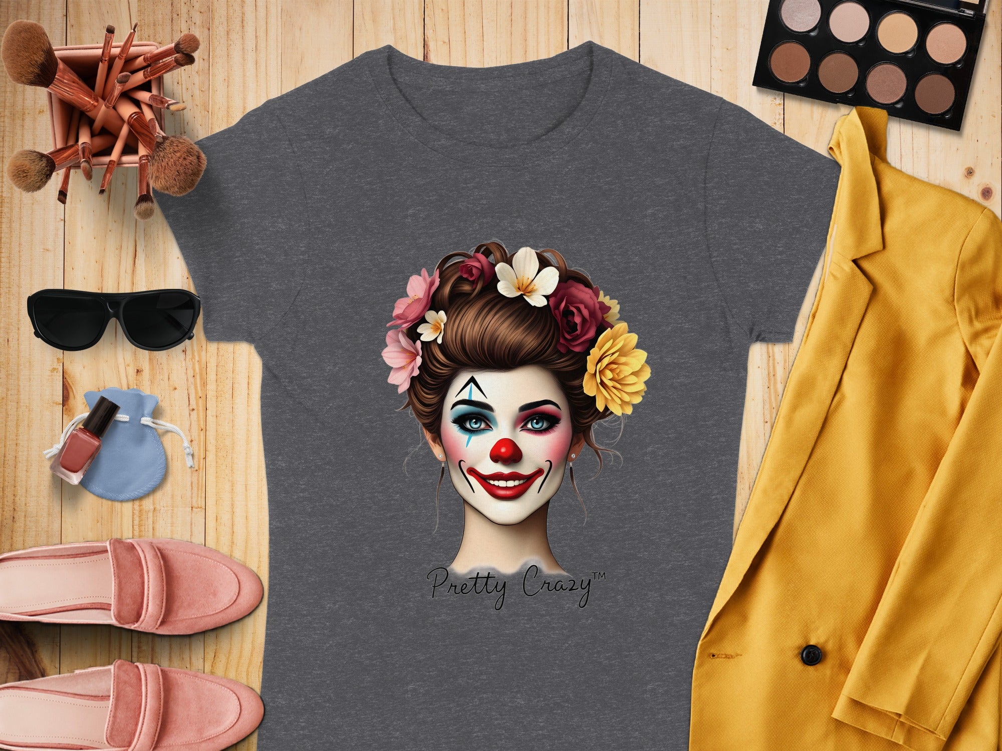 Pretty Crazy™ Clown Face Graphic Tee Shirt