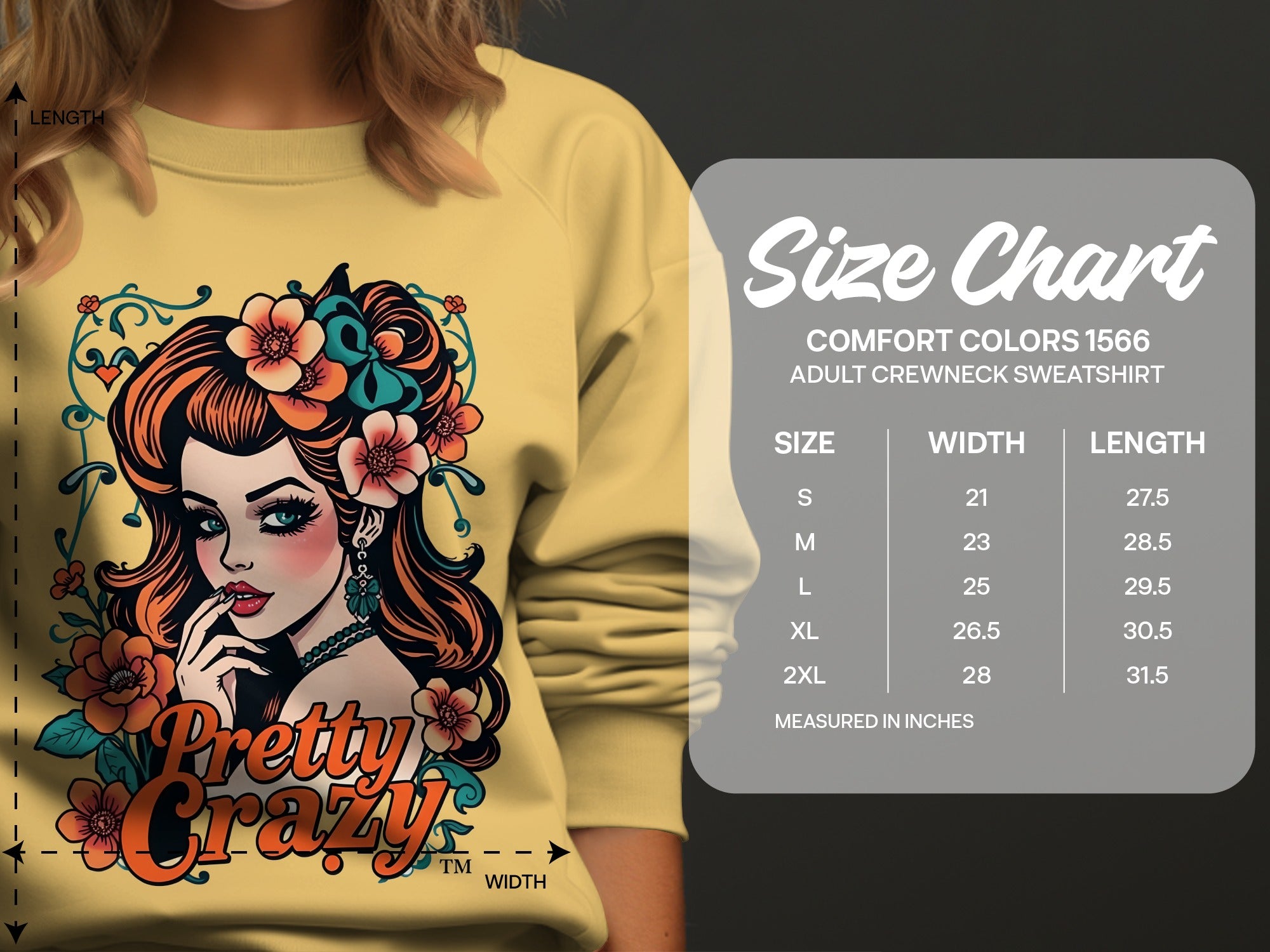 Pretty Crazy Retro Graphic Adult Crewneck Sweatshirt