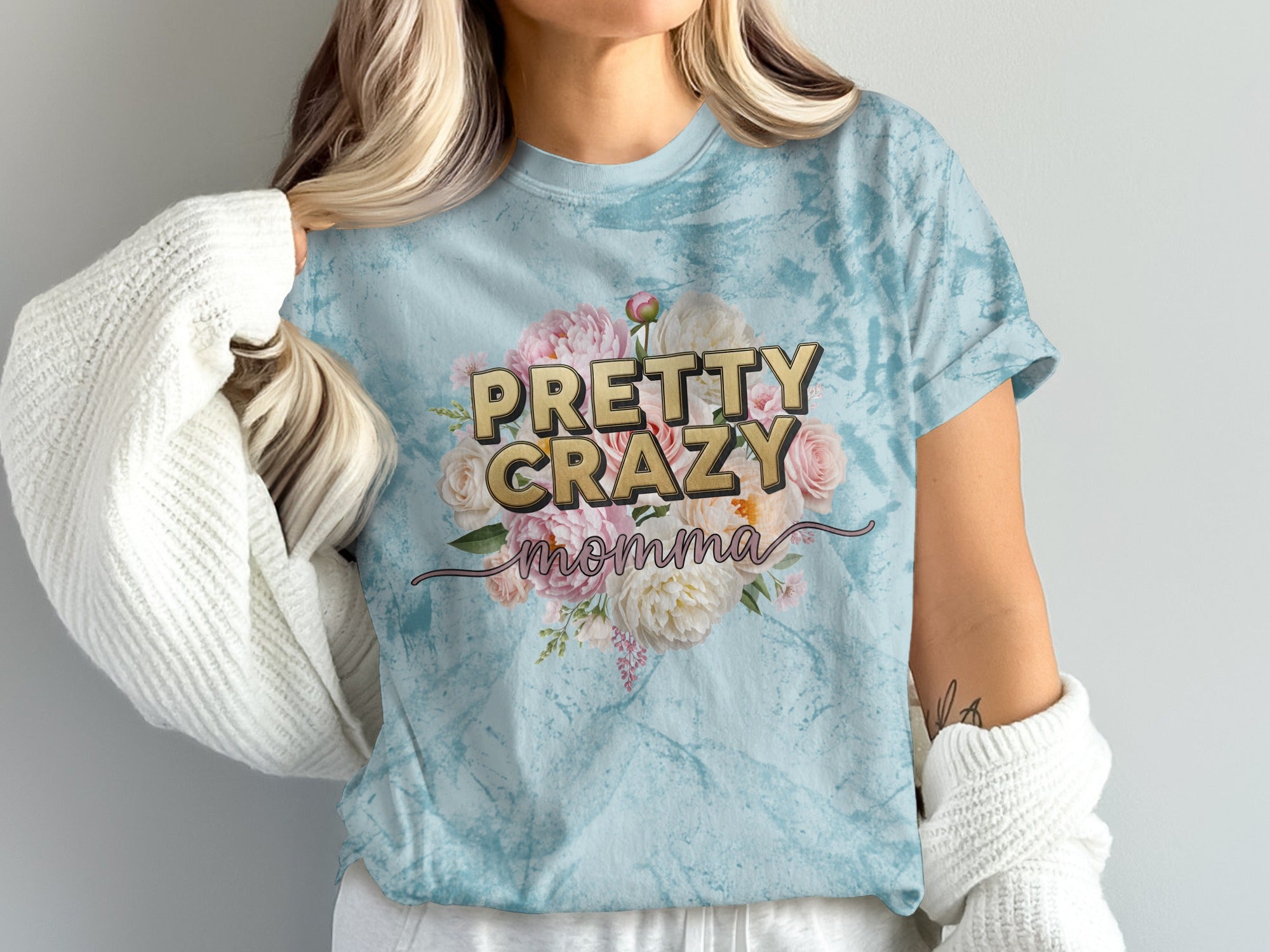 Pretty Crazy Momma Floral Graphic Tee Shirt