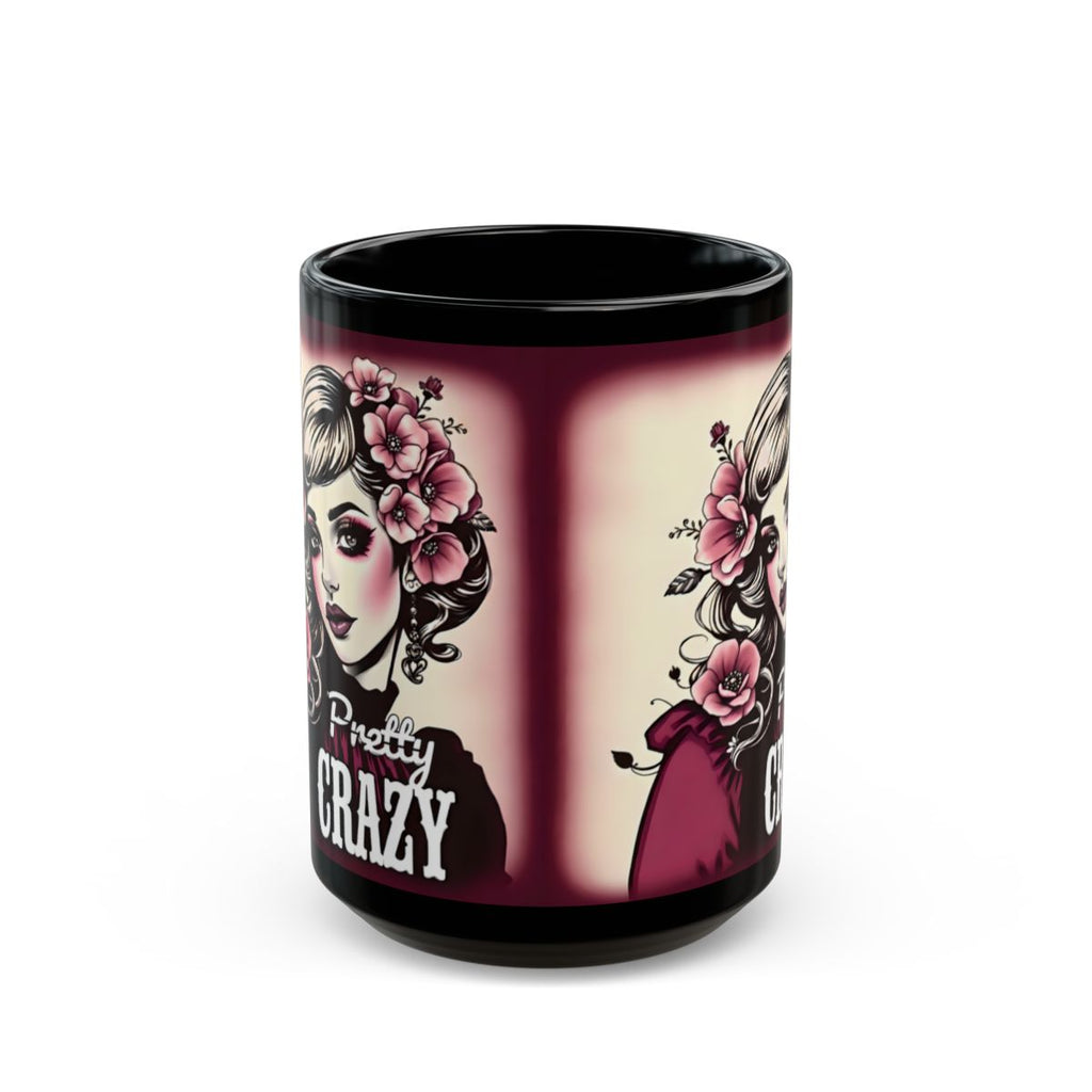 Pretty Crazy Lady With Flowers Mug Design