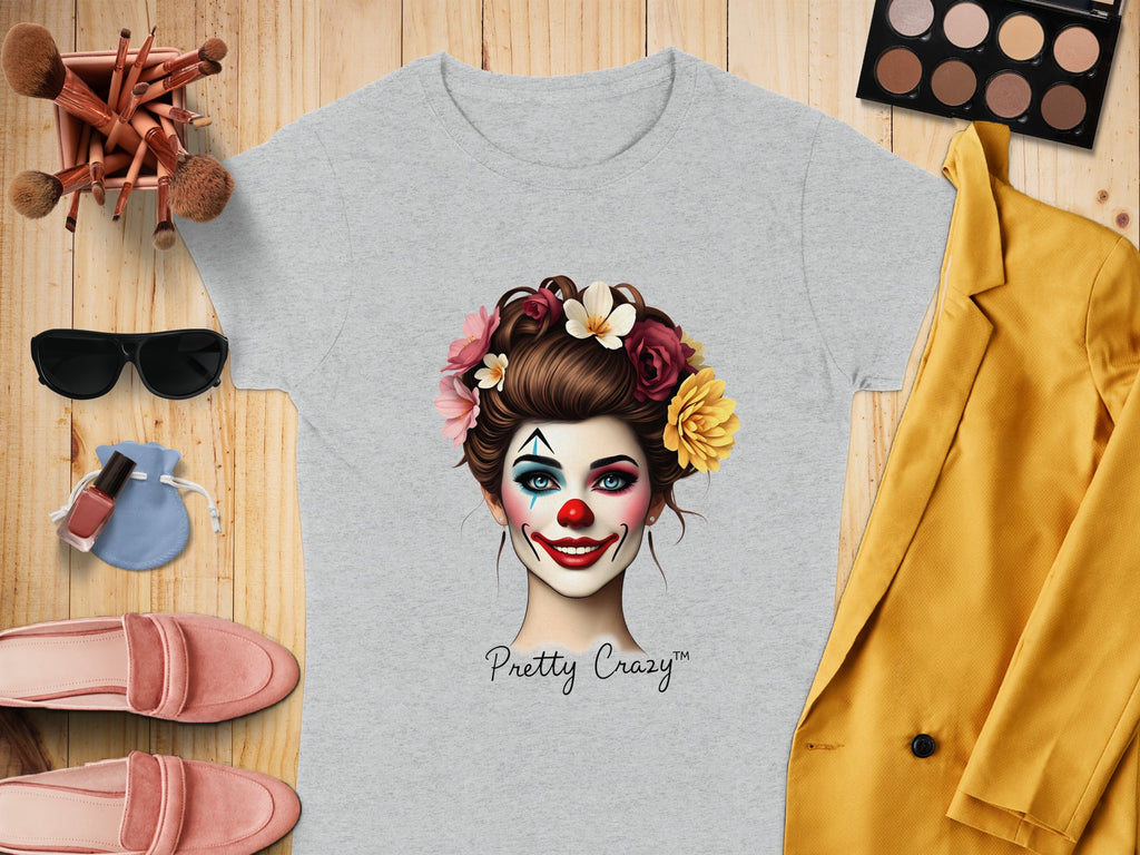 Pretty Crazy Clown Floral Artwork T-Shirt Design