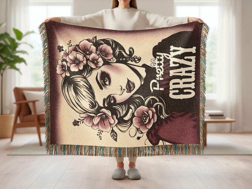 Pretty Crazy Floral Design Throw Blanket